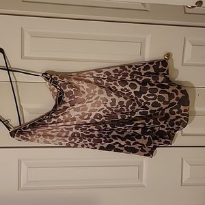 Bebe leopard print one sleeve dress